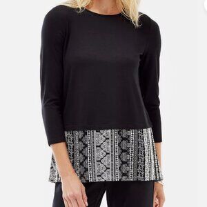 J. JILL Wearever Collection Sz L Petite Asymmetrical Hem Work Blouse Top Tunic